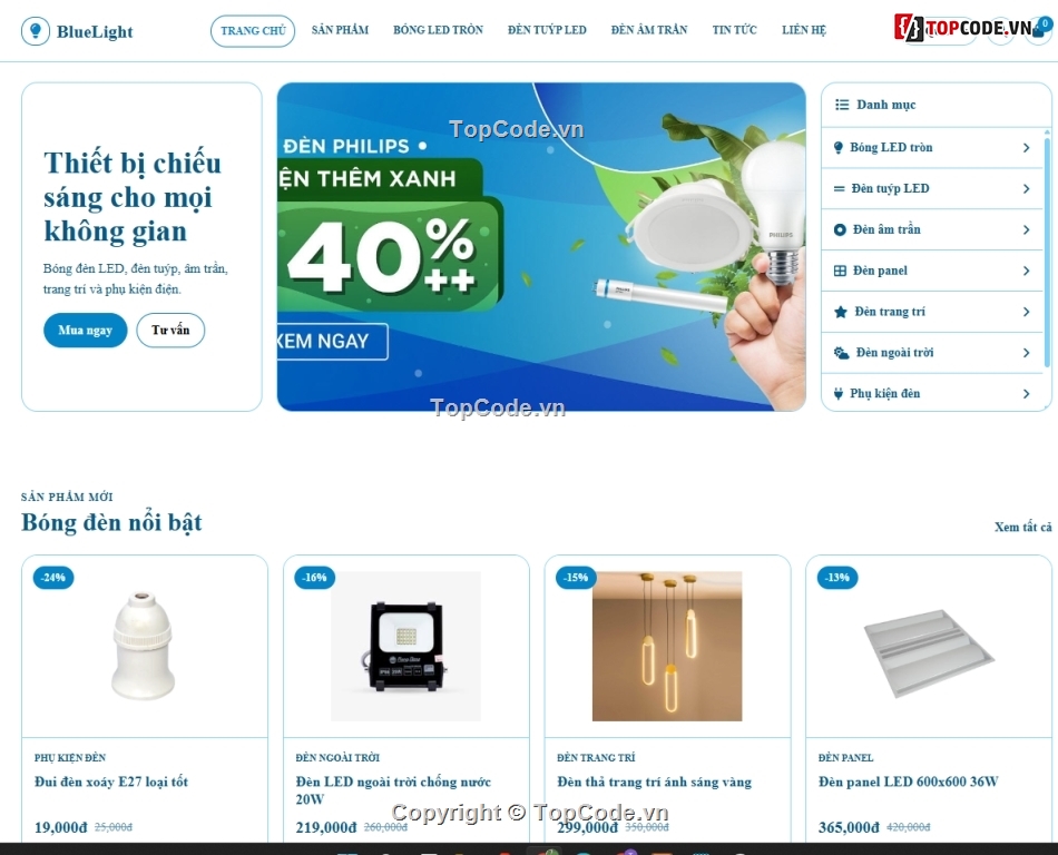 bán website,thiết bị,web bán bóng đèn